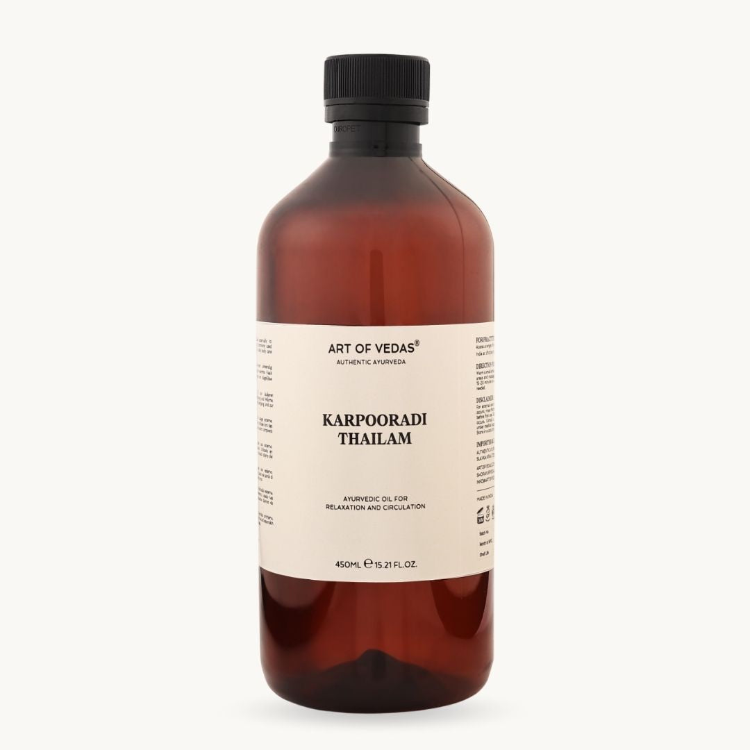 Art of Vedas Karpooradi Thailam 450ml - Ayurvedic Oil for Relaxation and Circulation