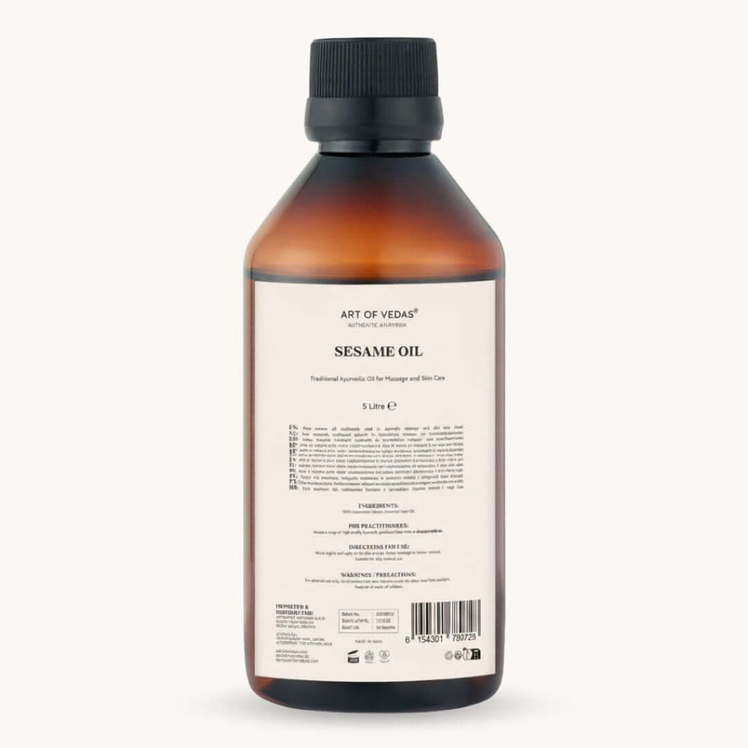 Art of Vedas Sesame Oil 5 Litre - Traditional Ayurvedic Oil for Massage and Skin Care Bulk Size